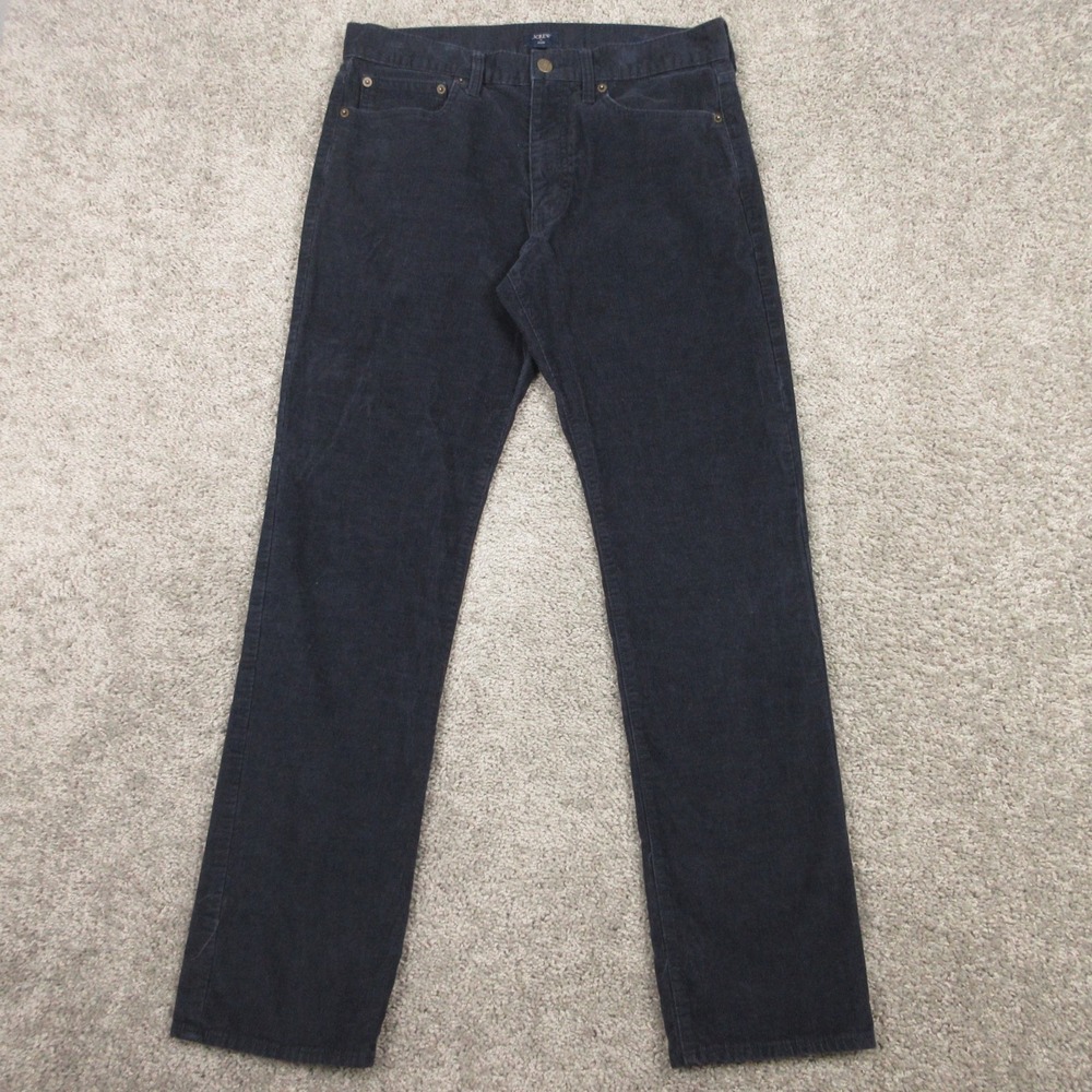 J Crew Pants Mens 31x32 Navy Blue Flex Straight Corduroy 5 Pocket Chinos Zip Fly